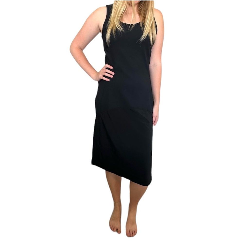 Athleta Performance Wrinkle Resistant Travel Tank Midi Dress Black Medium